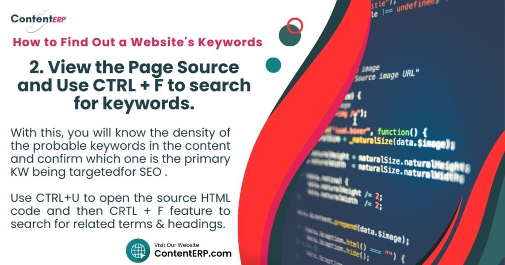 How to Find Out A Website's Keywords - View the Page Source and Use CTRL + F